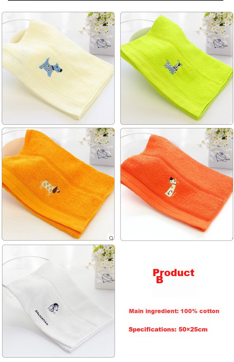 Grace Children's Towels, Pure Cotton, Class A Absorbent Face Towels for Boys And Girls, Baby Drool Towels, 5 Pack, Puppy Desig 10