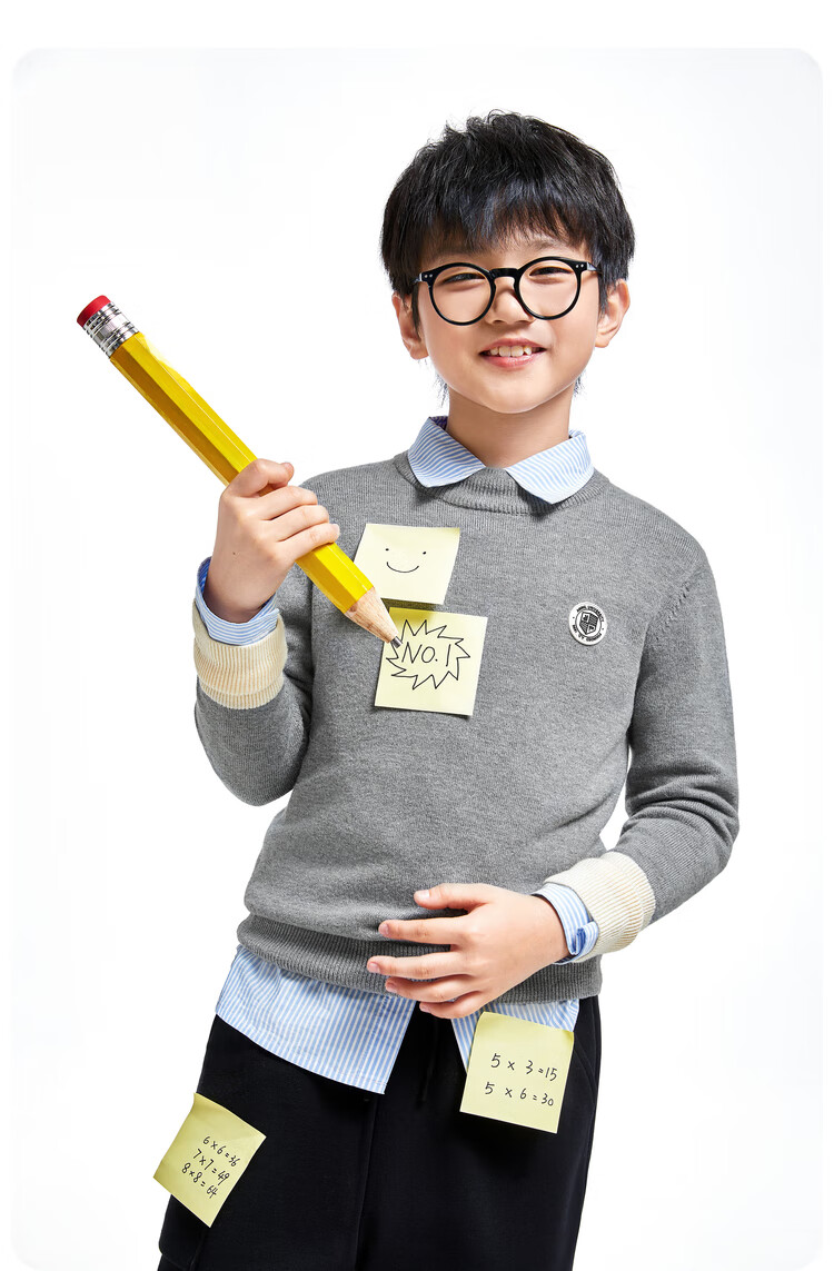 Annil Children's Clothing, Boys' And Girls' Sweaters, Knitted Sweaters, 2024 Autumn New Style, Preppy Warm, Off-White, Size 120 5