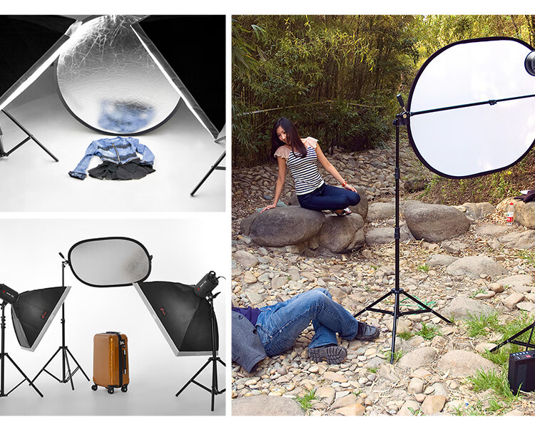 JINBEI Small Reflector Mini Gold And Silver Double-Sided Reflective Board Portable Foldable Outdoor Portrait Selfie Photography Fill Light Equipment Diameter 56CM Double-Sided Reflective Board 11