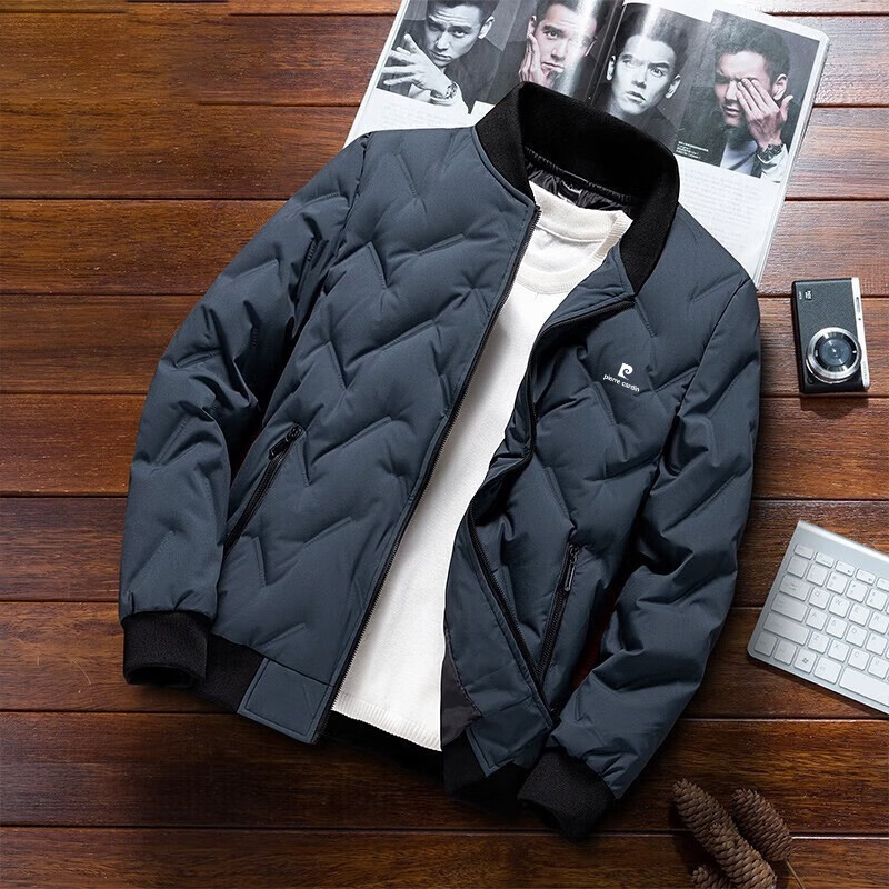 Pierre Cardin Men's Down Jacket Winter Warm Coat Casual Business Simple Cold-Resistant Down Coat Haze Blue 2XL 7