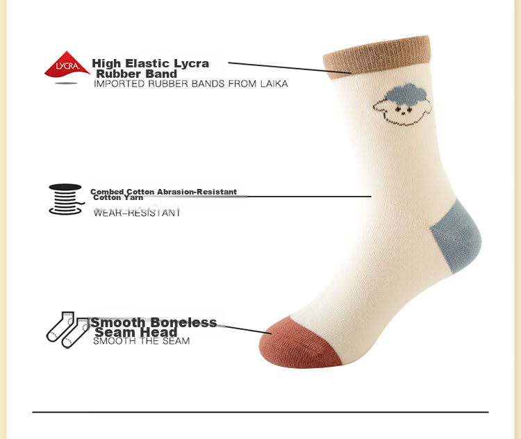 MiiOW Boys' Socks, Spring And Autumn Cotton Mid-Calf Socks, Children's Cartoon Versatile Cotton Socks for Students, Mixed Colors, Size M 11