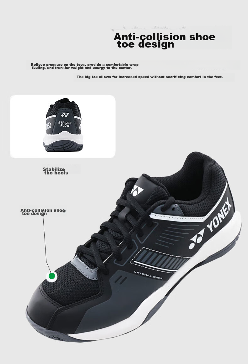 YONEX Badminton Shoes with Power Cushion, Shock Absorption, Breathable, for Competition And Training, SHBSF1EX White And Gold, Size 43 3