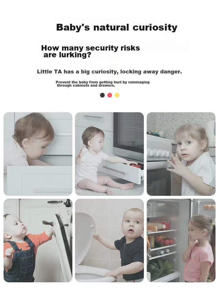 9I9 Baby Drawer Lock, Child Safety Lock, Baby Refrigerator Lock, Cabinet Door Lock, Long Lock, Pack of 10, A235 3
