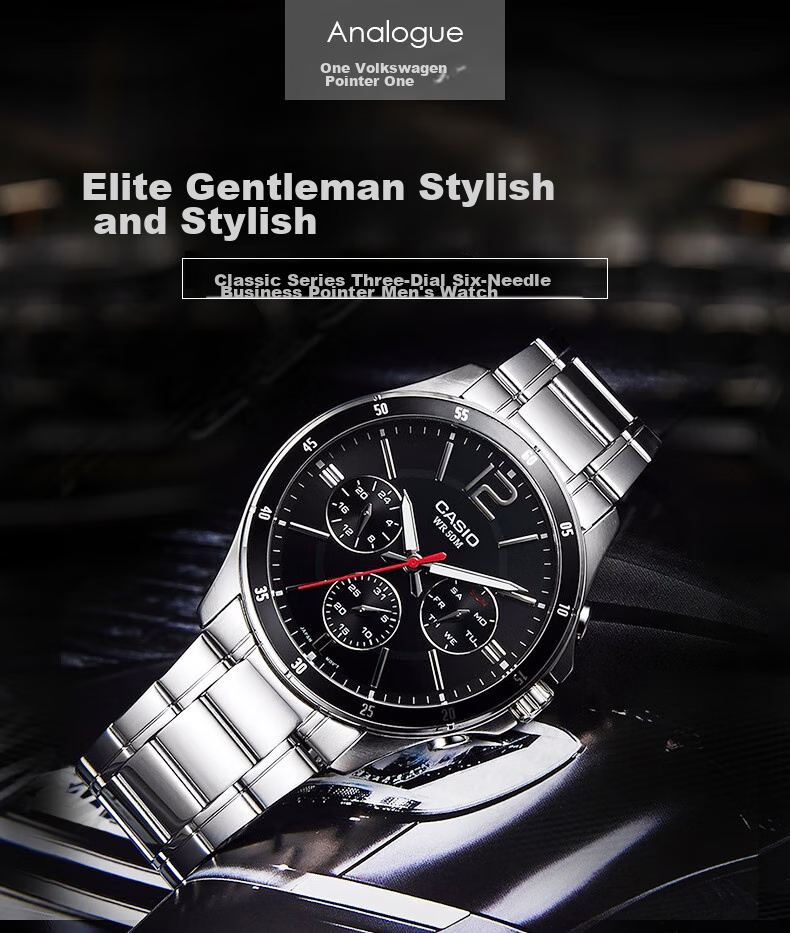 CASIO Business Commute Simple Elegant Classic Large Dial Waterproof Quartz Men's Watch Gift for Boyfriend MTP-1374L 15
