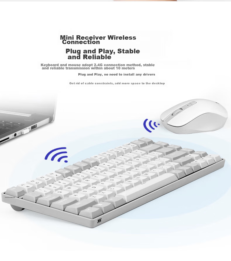 Lenovo Xiaoxin K1P Quiet Wireless 98-Key Keyboard And Mouse Set, Jelly Touch Mechanical Rebound, Multi-Key Shortcuts, 3-Level DPI, Windows Compatible, Twilight Gray 5