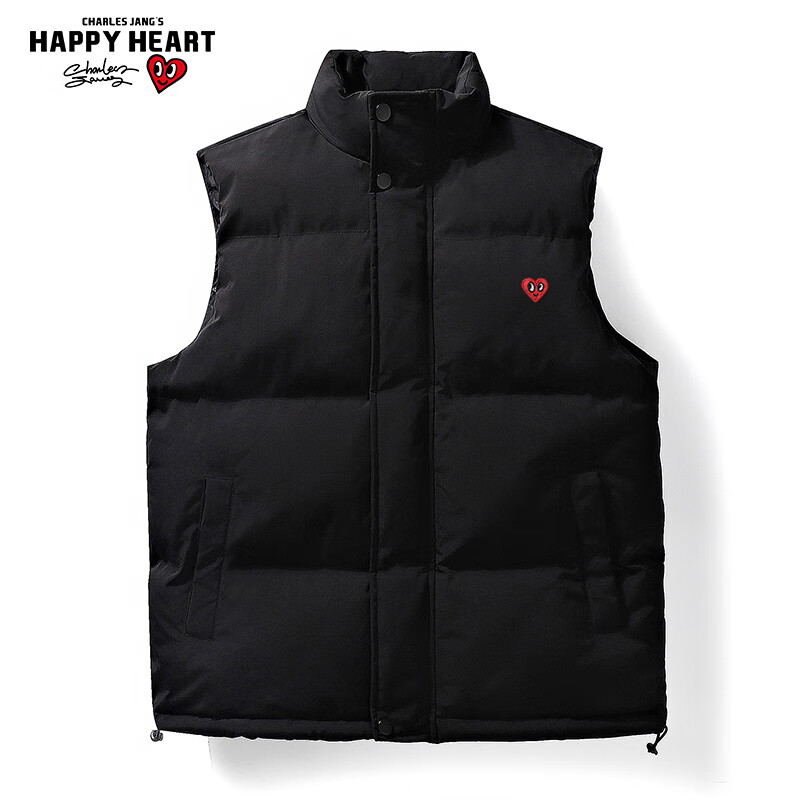 Chaersitaoxin Vest for Men And Women, Couple Matching Style, Winter Loose-Fitting Solid Color Casual Waistcoat, Warm Thickened Sleeveless Jacket, Black, 2XL