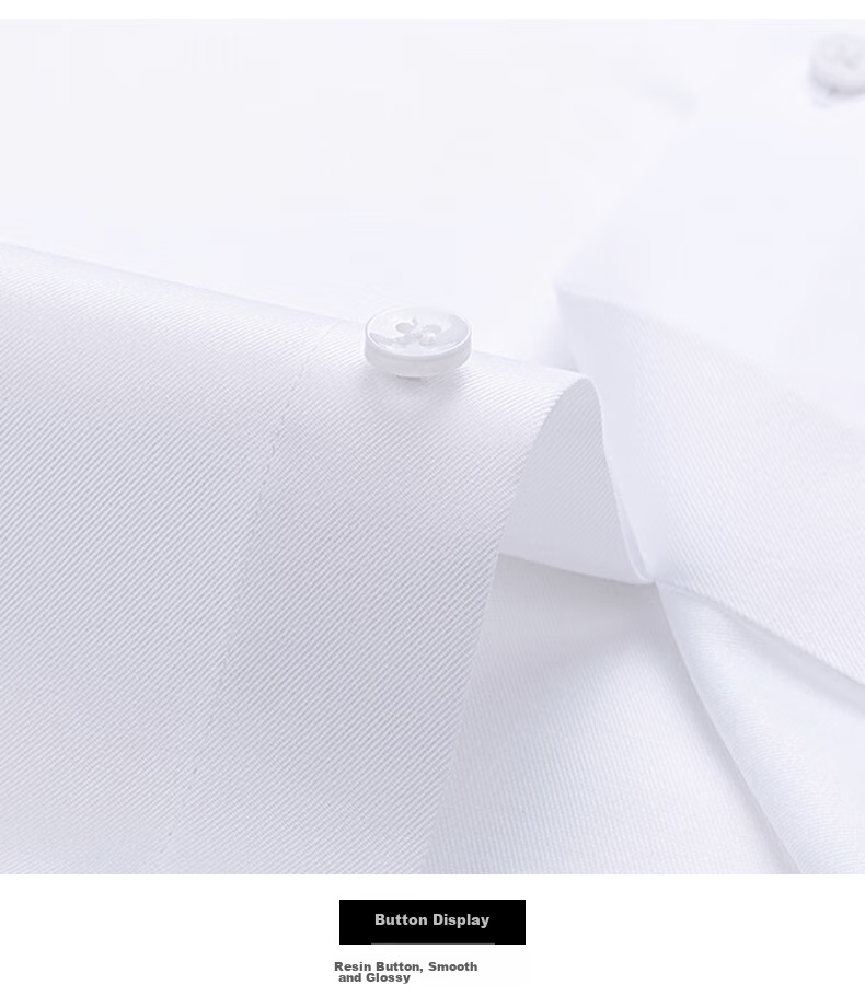 FIRS Long-Sleeve Shirt for Men, DP Wrinkle-Free Dress Shirt, Business Casual Work Pure Cotton White Shirt, Plain White, Size 38 15
