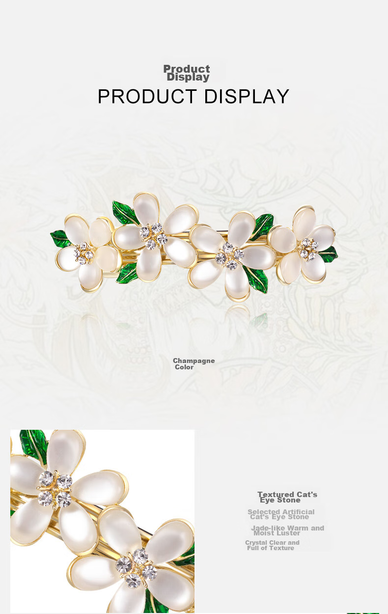 Cercoo Mary Lily Series Flower Hair Clip, Luxury Horizontal Hair Clip, Barrette, Hair Accessory, Gift for Girlfriend 6