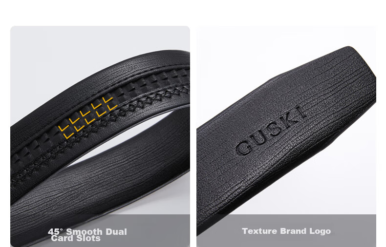 GUSKI Brand Men's Leather Belt with Automatic Buckle, Top-Grain Cowhide Waistband, Gift Box, Birthday Present for Boyfriend Or Husband 12