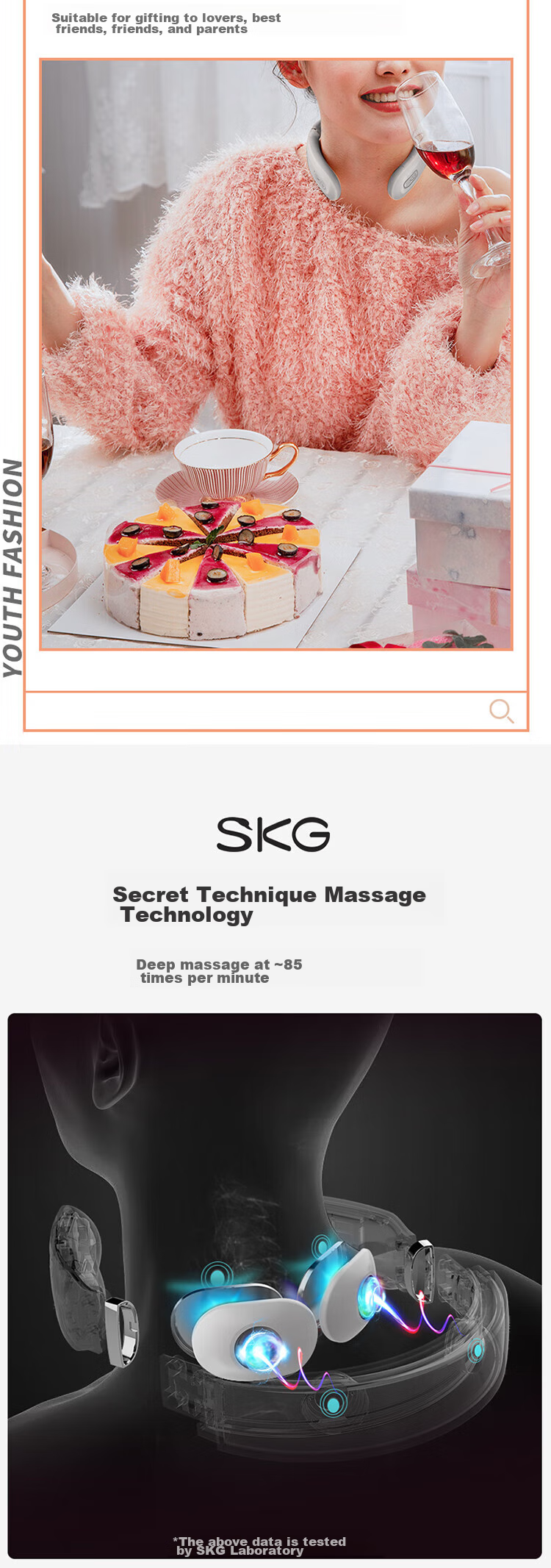 SKG Neck Massager K3-1t, Neck Massager with Heat Therapy, Electromagnetic Pulse U-Shaped Pillow, Light Gray 6