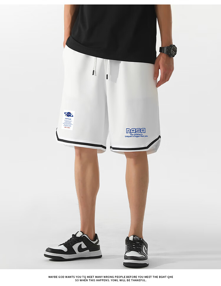 NASA GISS Men's Sports Shorts, Summer Lightweight Casual Basketball Shorts, Youth Student Leisure Knee-Length Shorts, Black, Size S 16