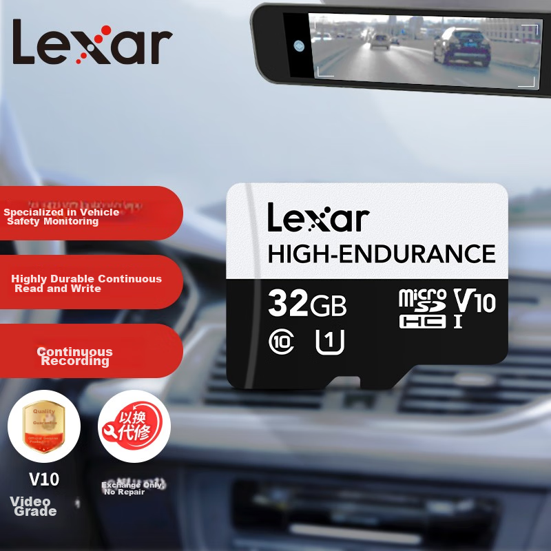 Lexar 32GB TF (MicroSD) Memory Card, C10 UHS-I, Read Speed 100MB/s, Highly Durable, for Dash Cam & Security Monitoring