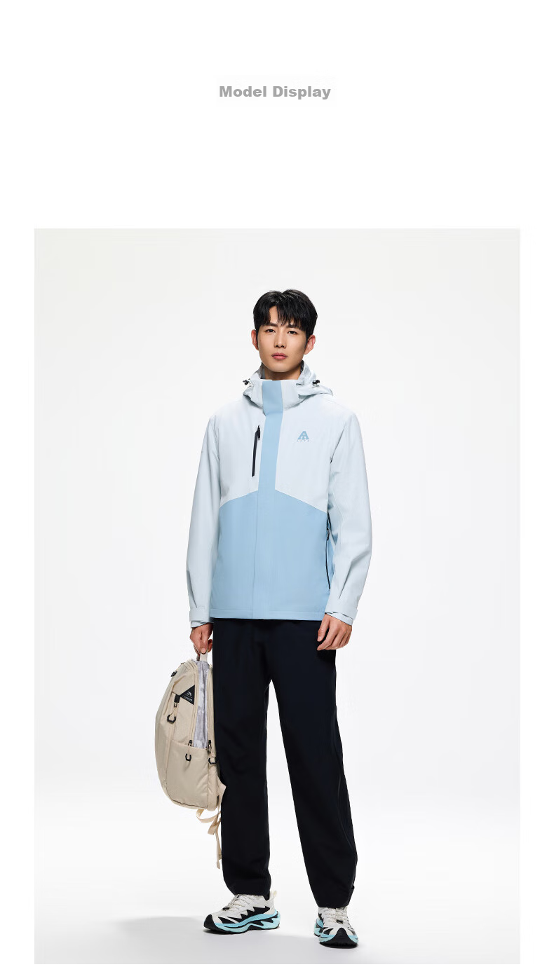 ANTA Water Shell Jacket | Dadi Zhike 3.0 Functional Three-In Jacket for Men, Windproof, Waterproof, Fleece-Lined, Two-Piece Set 37