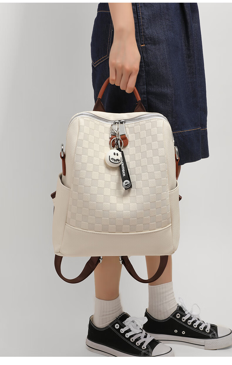 Aiqinghai Top-Grain Leather Backpack for Women, Luxury Brand School Bag, Crossbody Bag, Stylish Casual Versatile Birthday Gift 15