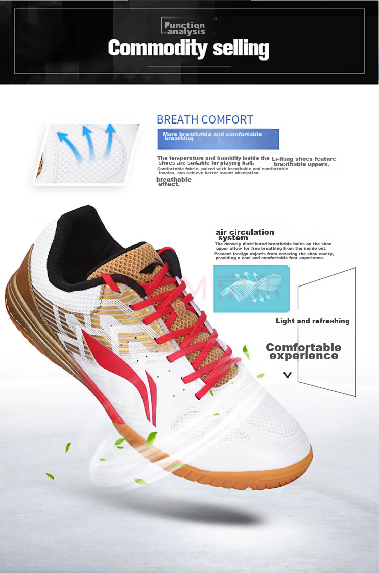 Li-Ning Table Tennis Shoes, Sports Shoes for Men And Women, Badminton Shoes, Non-Slip, Breathable, Eagle Eye 2.0, 027-2, Size 44 11