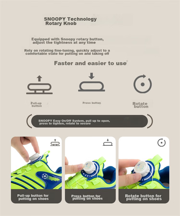 SNOOPY Children's Sports Shoes, Boys And Girls Wear-Resistant Soccer Shoes, Fashionable Cleats Training Shoes, 7899 Red, Size 37 6