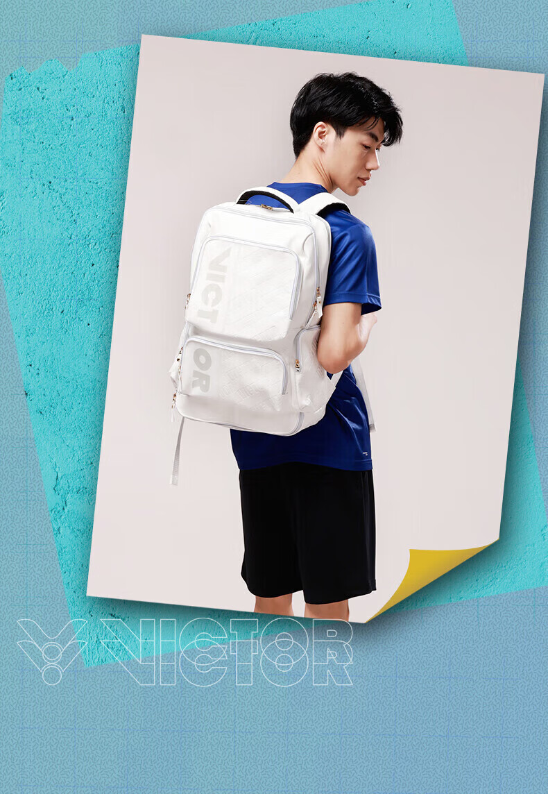 VICTOR Badminton Bag with Separate Shoe Compartment And Racket Divider Series Rectangular Backpack BR5013 A (White) 2