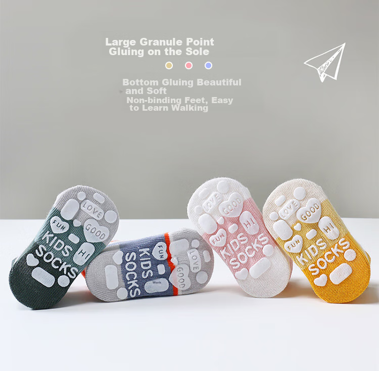 9I9 Baby Floor Socks for Autumn And Winter, Class A Toddler Socks with Non-Slip Rubber Soles, Infant Socks, 5 Pairs, Size 1-3 Years Old 4