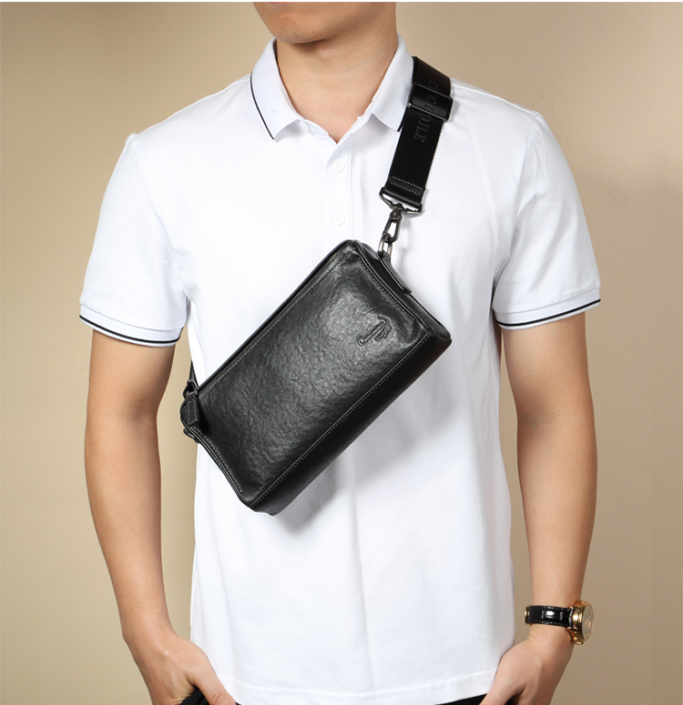 CROCODILE Men's Handbag, Top-Grain Leather Messenger Bag, Trendy Retro Horizontal Crossbody Bag, Birthday Gift for Boyfriend, 1363 3