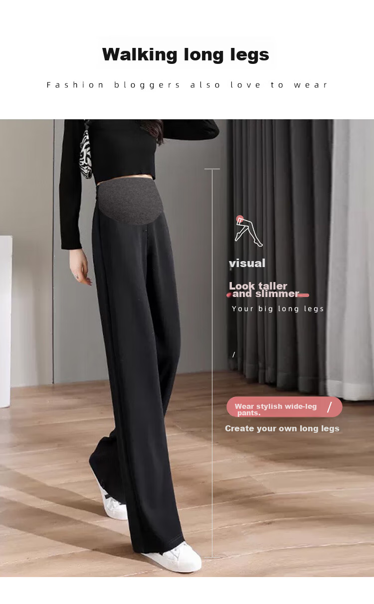 JOYNCLEON Maternity Pants, Summer Women's Wide-Leg Casual Trousers, Leggings, Thin Style, Plus Size, Black L, Jyk152328 2