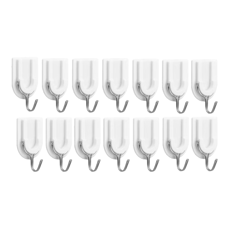 Bingyou Classic Seamless Adhesive Hooks, Strong Hook Stickers, 20 Pieces, Nail-Free Kitchen Bathroom Shower Hooks, Large Size
