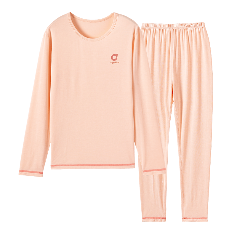 Dingguagua Children's Pajamas Modal Cotton Spring And Summer Thin Girls' Loungewear Long-Sleeve Autumn Underwear Set, Pink, Size 160