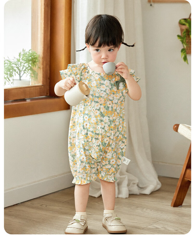 Wismorni Baby Clothes, Summer Thin Style, Girl's Short-Sleeve Bodysuit, Princess Summer Outfit, Full Moon Romper, Crawling Suit 10