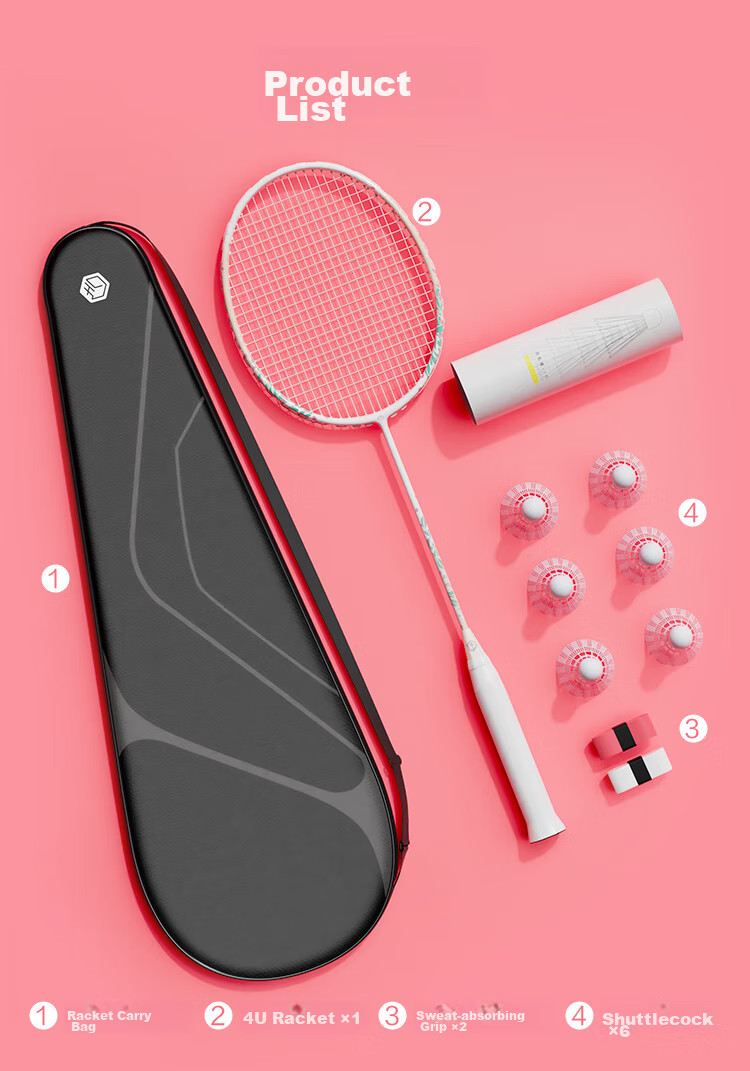 JD Original Full Carbon Badminton Racket, Balanced Blade Single Racket Liuying, Free Grip Tape Included 11