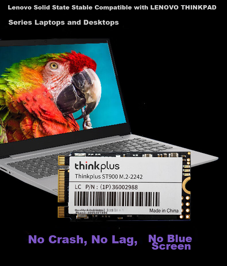 ThinkPlus Lenovo 512GB SSD Solid State Drive, M.2(SATA)2242 Form Factor, ST900 Series, Compatible with Desktop/laptop 8