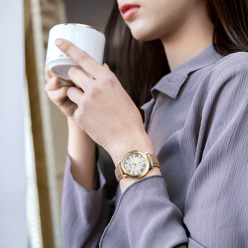 CITIZEN Watch for Women, Japanese And Korean Style, X Series, Eco-Drive, Date Display, Leather Strap, Fashionable Gift for Girlfriend, EO1203-03A