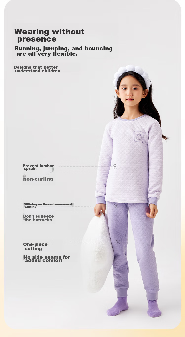 BALABALA Children's Thermal Underwear Set, Winter Thickened Padded Boys' Comfortable Autumn Clothes And Pants, Baby Base Layer Sleepwear 7