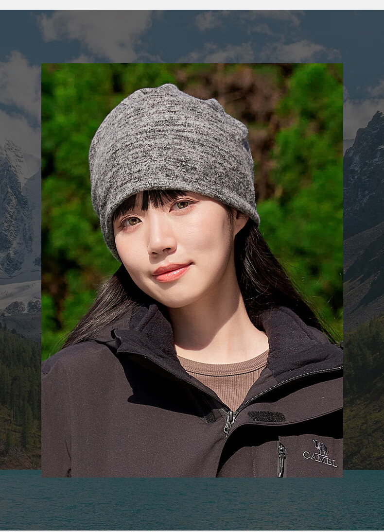 CAMEL Outdoor Hiking Travel Warm Neck Gaiter Cycling Sports Knitted Hat Neck Warmer A1W3XOA103 White Blue Gray Interstrip 13