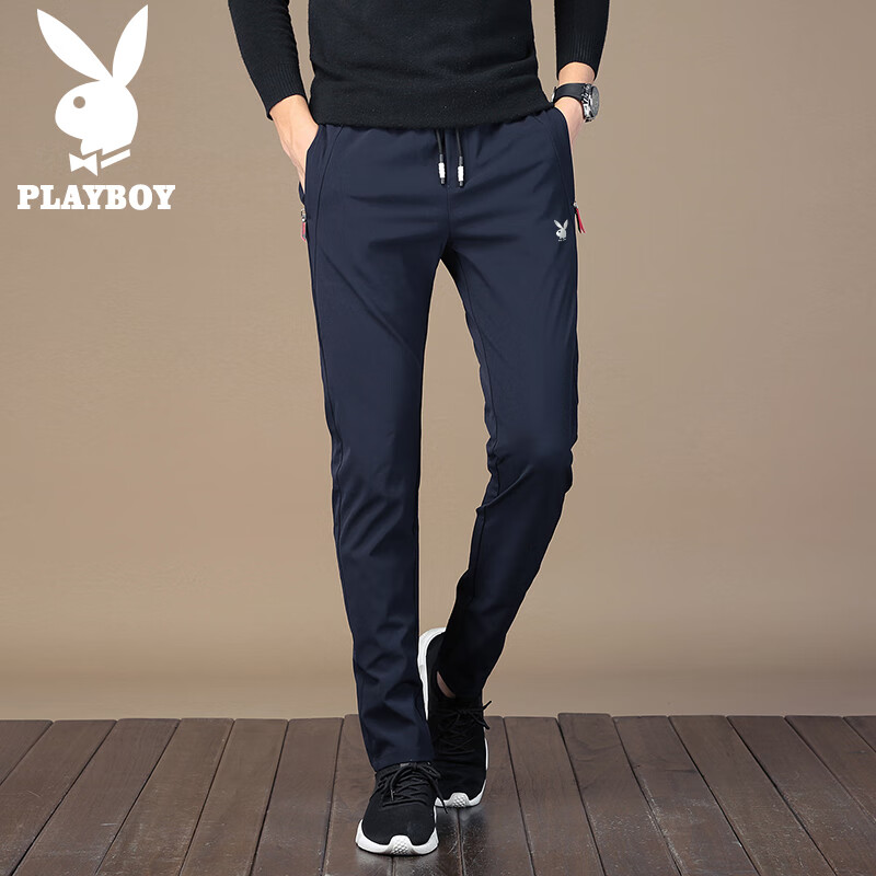 Мужские брюки PLAYBOY, повседневные, осень-зима, синие, размер 32