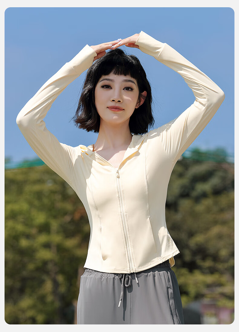 CAMEL Quick-Dry Sun Protection Jacket for Women, Original Yarn Ice-Feel Outdoor Sports Hoodie, Slim-Fit New Summer Top Coat 53