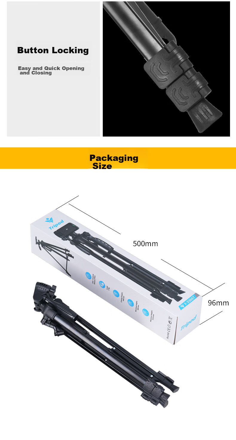 XIAOYEREN Tripod Stand for DSLR Cameras And Smartphones, Portable Aluminum Alloy Fishing Light Stabilizer Tripod for Photography And Live Streaming 11