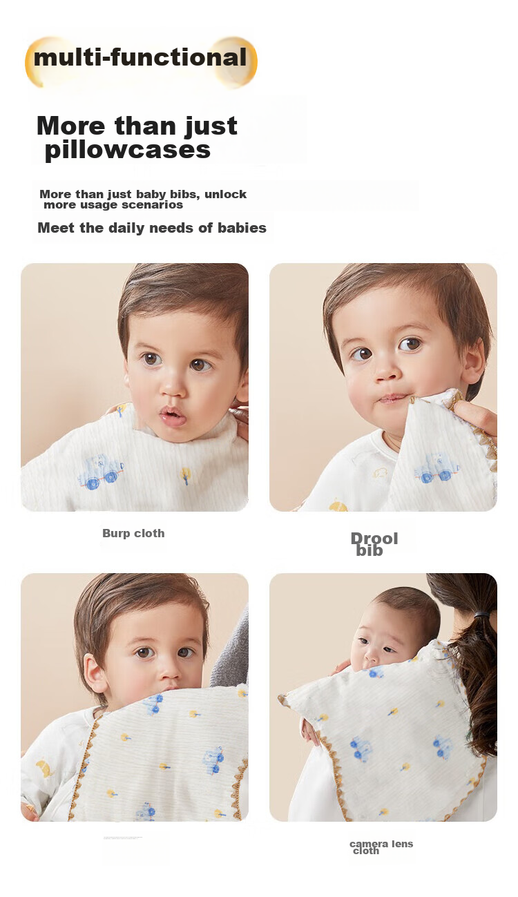 Aibaoshi Baby Cloud Pillow, Infant Pillow, 10-Layer Pure Cotton Gauze Pillowcase, Newborn Flat Pillow, Anti-Colic Blanket, Christmas Tree S203 11