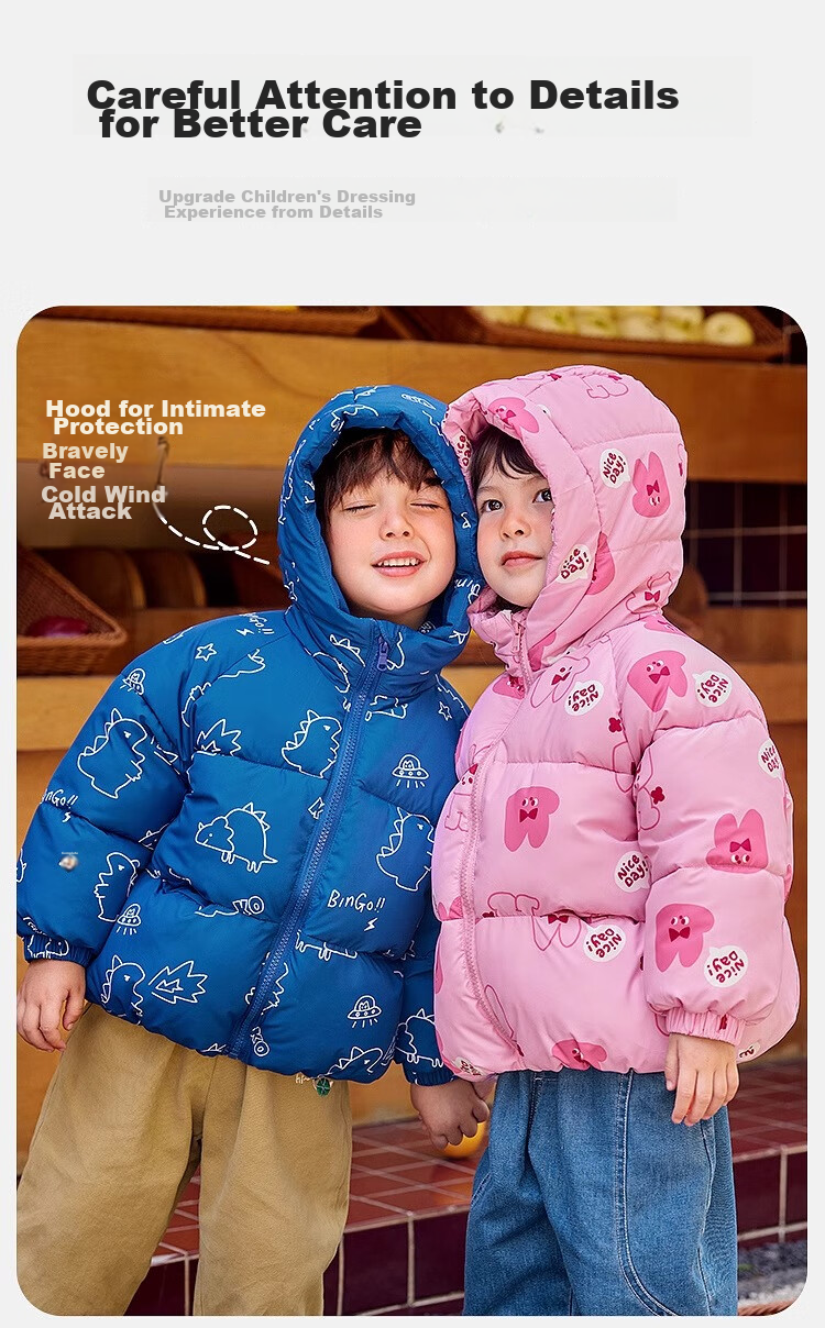 Dudu Kids Boys Thickened Cotton Jacket Baby Winter Coat Children's Cotton-padded Clothes Girls Cotton Coat Toddler Winter Wear Red 90 10