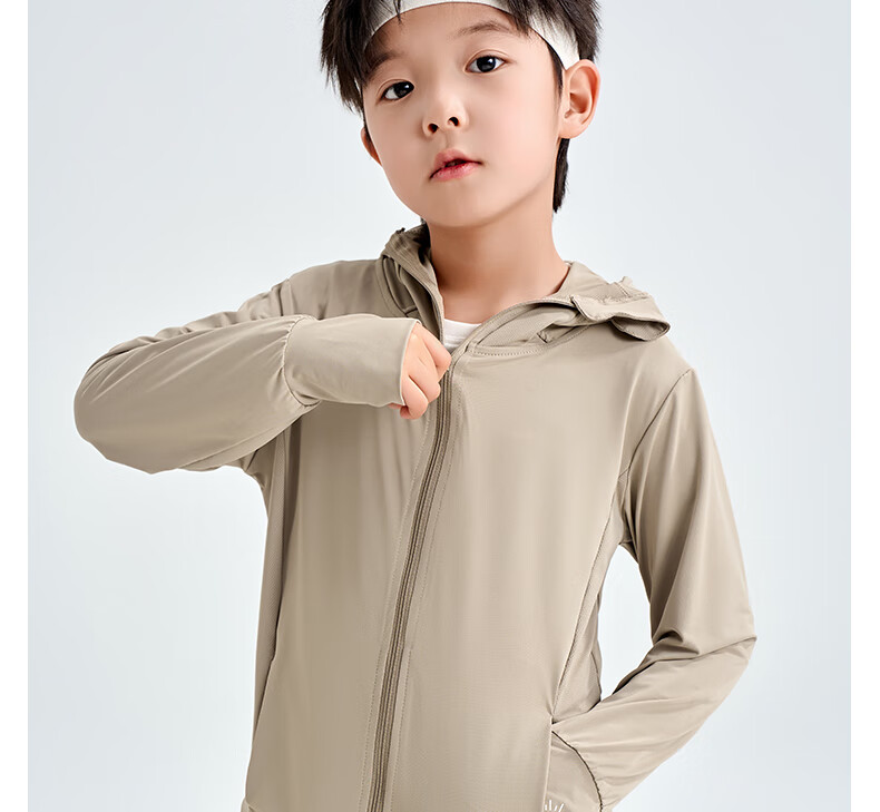 Luomeng Children's Summer New UV Protection Sun Protection Clothing, Kids' Air Conditioning Shirt, Light Gray Sun Protection Clothing, Size 160 27