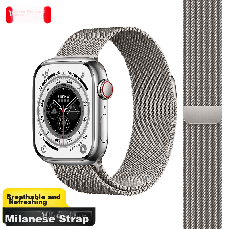 Ремешок Milanese для Apple Watch Ultra2/S10/S9/8/7 44/45/49MM, стальной, с магнитной застежкой, цвет "Звездный свет"