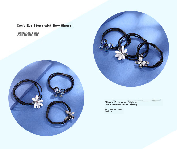 CHIMERA 3-Piece Luxury Hair Ties, High Ponytail Hair Bands, Back of Head Bun Ties, Hair Accessories for Women, Mid-Autumn Festival Gift 3