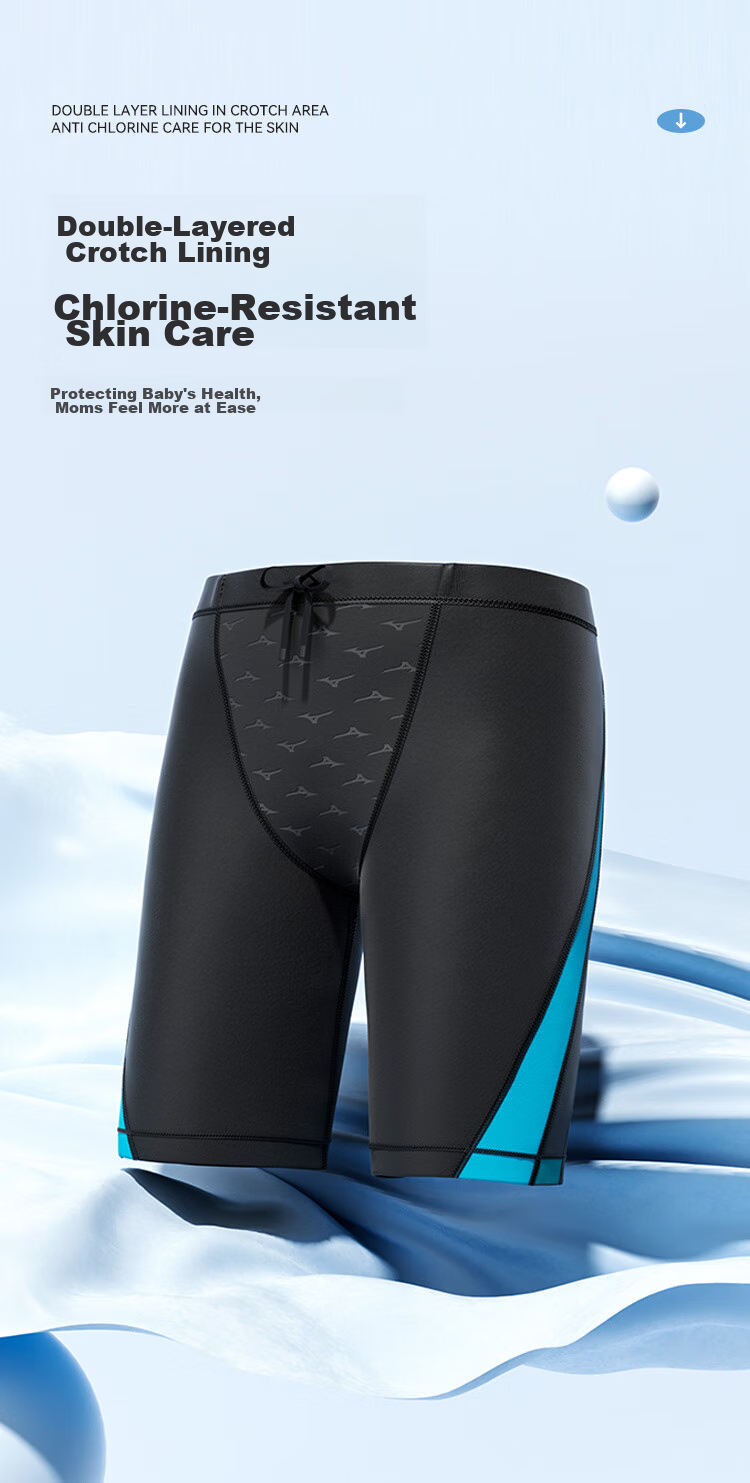 MIZUNO Children's Swimming Trunks for Boys And Teenagers, Professional Training Swimwear, Quick-Drying Breathable Long Five-Point Shorts B422 Green 160 6