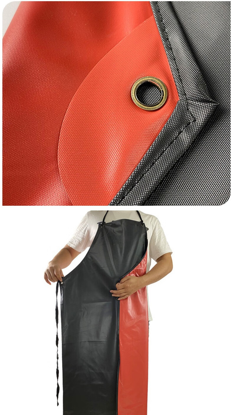Aideer Black and Red Composite Apron PVC Double-Layer Thickened Waterproof Oil-Resistant Acid and Alkali Resistant Unisex Seafood Apron Black and Red (110*80) CW928628 9