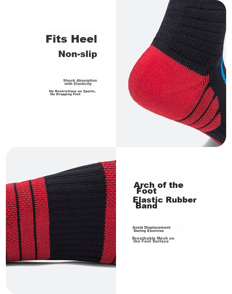 TFO Competition-Grade Outdoor Socks, Durable Breathable Hiking And Mountaineering Socks Sports Socks 2202459 Men's Black And Red L 17