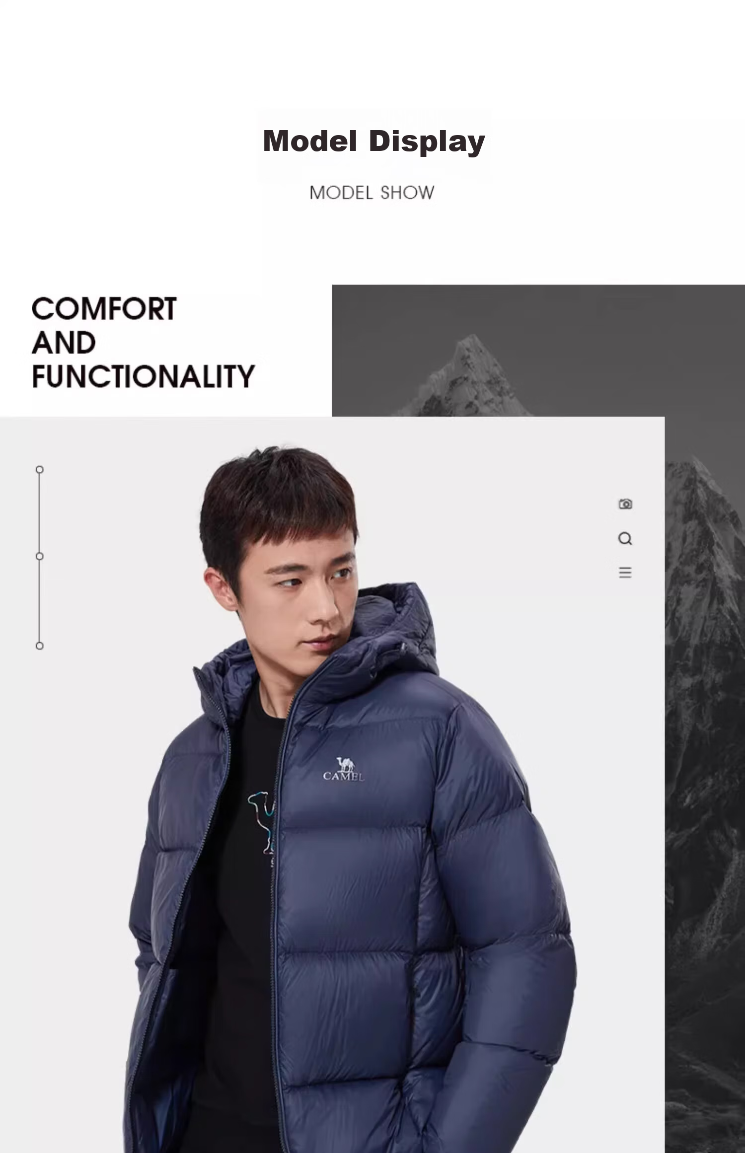 CAMEL Outdoor down Jacket, 600 Fill Power, New Short Style for Men And Women, Thick Puffer Coat 25