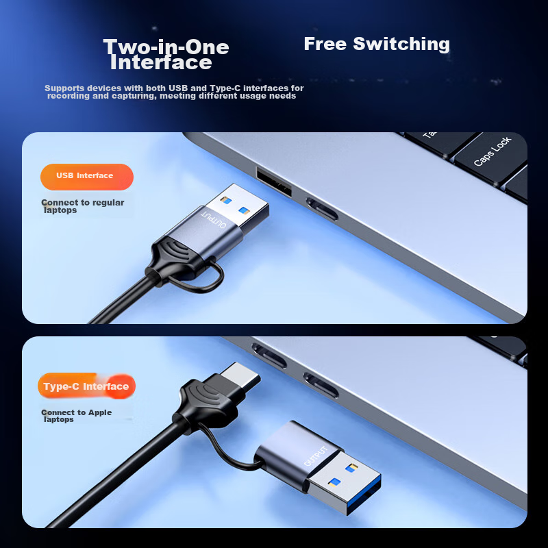 BIAZE HDMI Video Capture Card, High-Definition 4K Input, Compatible with Switch/NS/PS5/4, for Gaming Phones And Cameras, Live Streaming And Recording, Computer USB/Type-C Dual Output Capture Device