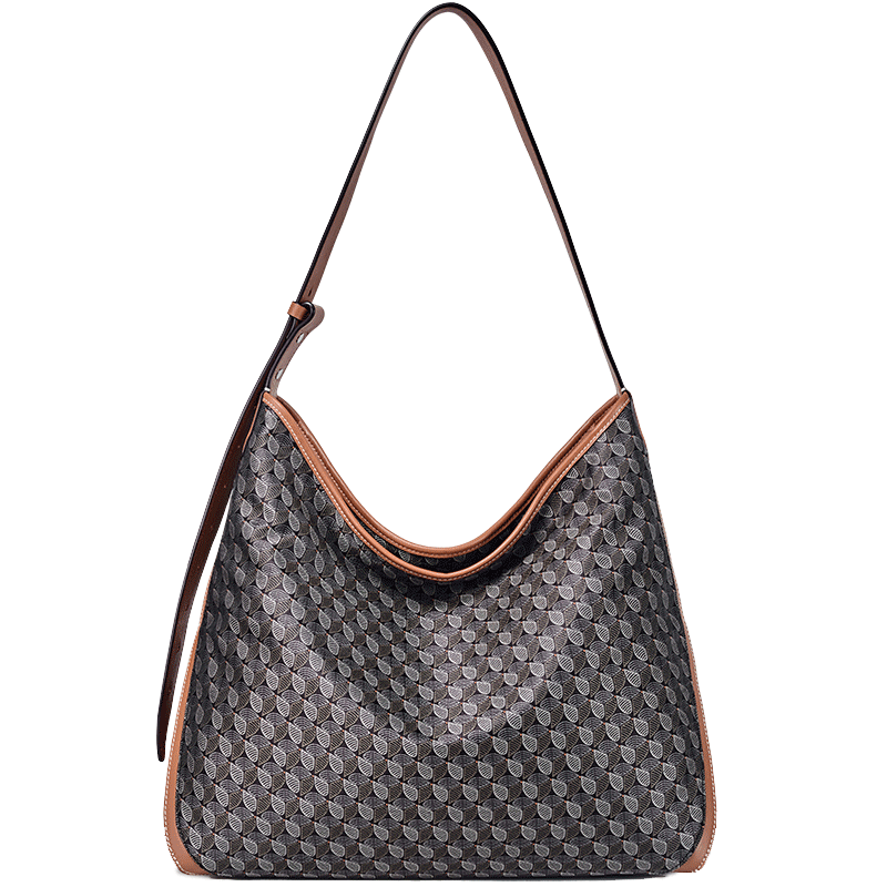 DISSONA Lucky Charm Handbag for Women, Hobo Style with Monogram, Shoulder Bag, Tote Bag, And Underarm Bag, Brown - Small Size