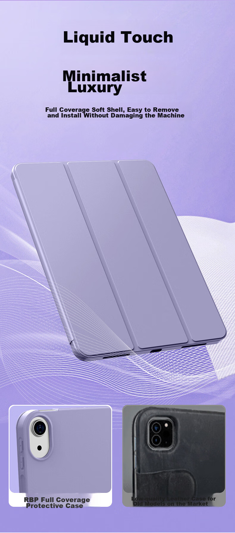 RBP Compatible with 2026 New IPad Air 8 Case, M4 Chip 11-Inch Air 7 64 Tablet Protective Cover, Full Liquid Silicone Shockproof Soft Case - Lavender 4