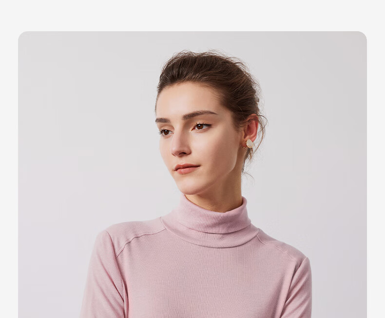 Navigare Women's Turtleneck Slim-Fit Base Layer, High-Elastic Solid Color Long-Sleeve Top 2335084501 35