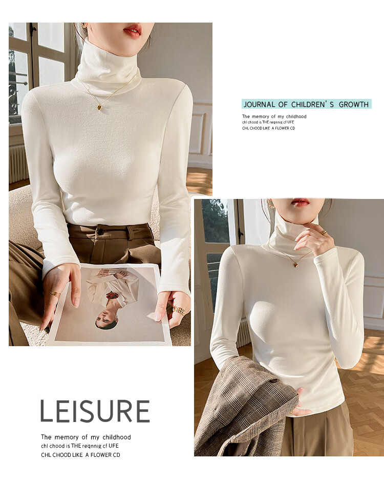 Zhuomuniao Turtleneck Slim-Fit Base Layer for Women, Autumn And Winter Versatile Slimming Inner Wear, Fitted Long-Sleeve T-Shirt Top, Black, XL 4