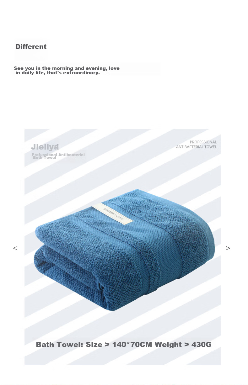 Grace Ludaofu Antibacterial Bath Towel, Pure Cotton, Adult Soft Absorbent Thickened, All-Cotton, for Men And Women, Home Use, 140*70cm, Blue 3